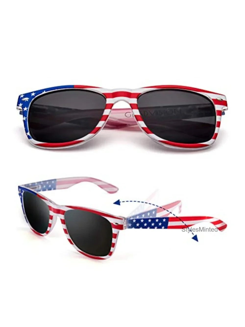 Polarized Classic Unisex American Flag USA Patriot Sunglasses Spring Hinged